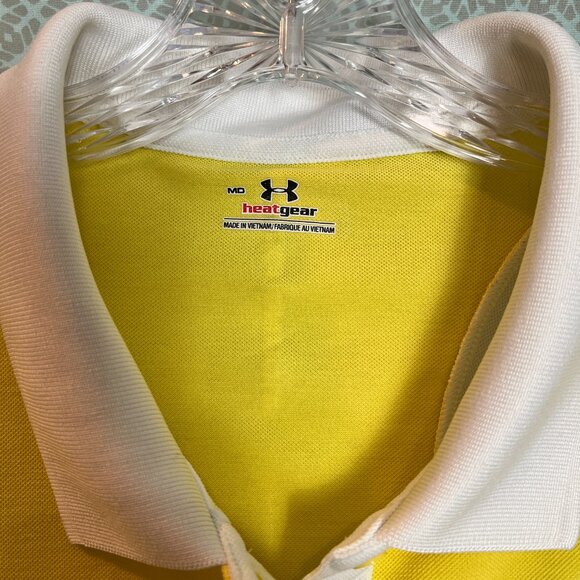 Women's Yellow Under Amour Sleeveless Knit collared Polo shirt Size M - Picture 5 of 7